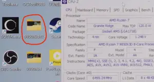 Captura de pantalla del video de ASUS China mostrando la carpeta etiquetada como 9950X3D2, sugiriendo un nuevo modelo de CPU AMD.