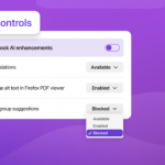 Interfaz de configuración AI controls en Firefox mostrando la opción para desactivar funciones de inteligencia artificial