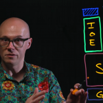 Diagrama simplificado de la arquitectura Intel Core Ultra 200S mostrando CPU tile, SOC tile y GPU tile durante explicación de overclocking